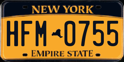NY license plate HFM0755