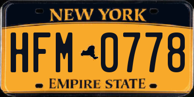 NY license plate HFM0778