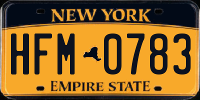 NY license plate HFM0783