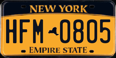 NY license plate HFM0805