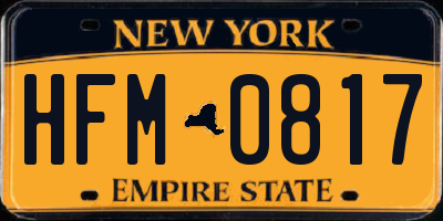 NY license plate HFM0817