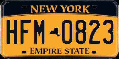 NY license plate HFM0823
