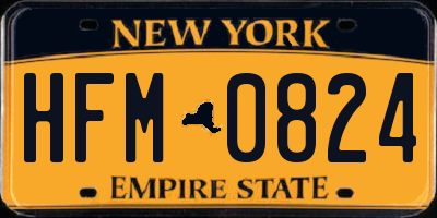 NY license plate HFM0824