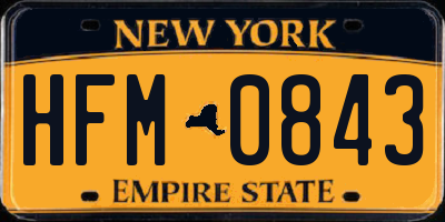 NY license plate HFM0843