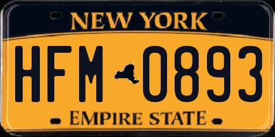 NY license plate HFM0893