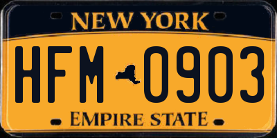 NY license plate HFM0903