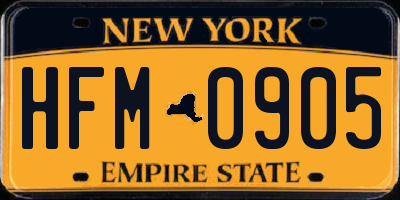 NY license plate HFM0905