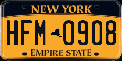 NY license plate HFM0908