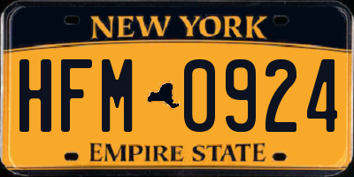 NY license plate HFM0924