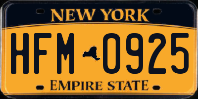 NY license plate HFM0925