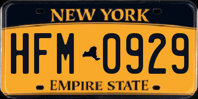 NY license plate HFM0929