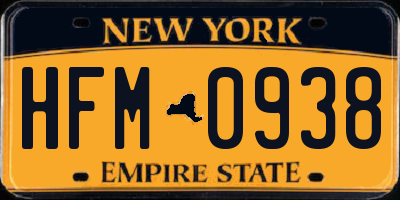 NY license plate HFM0938