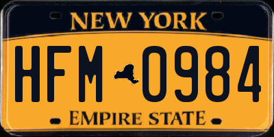 NY license plate HFM0984