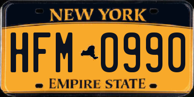 NY license plate HFM0990
