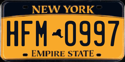 NY license plate HFM0997