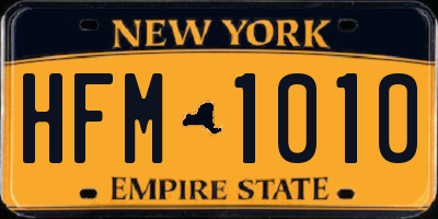 NY license plate HFM1010