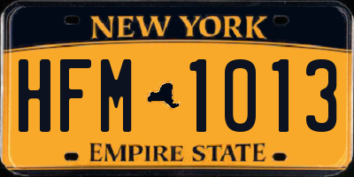 NY license plate HFM1013