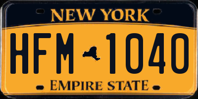 NY license plate HFM1040