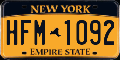 NY license plate HFM1092