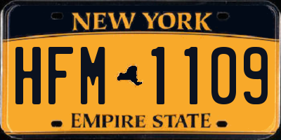 NY license plate HFM1109