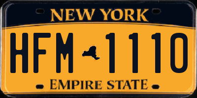 NY license plate HFM1110