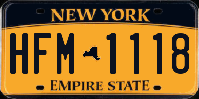 NY license plate HFM1118