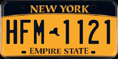 NY license plate HFM1121
