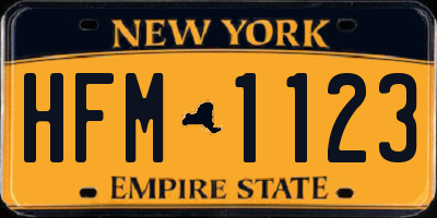 NY license plate HFM1123