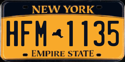NY license plate HFM1135