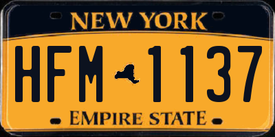 NY license plate HFM1137