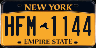 NY license plate HFM1144