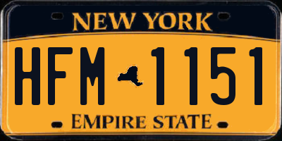 NY license plate HFM1151