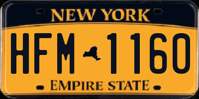 NY license plate HFM1160