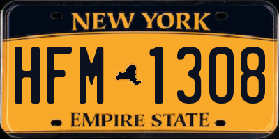 NY license plate HFM1308