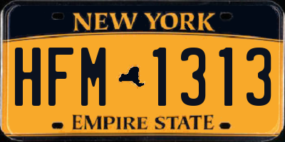 NY license plate HFM1313
