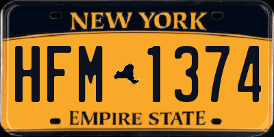 NY license plate HFM1374