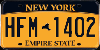 NY license plate HFM1402