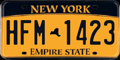 NY license plate HFM1423