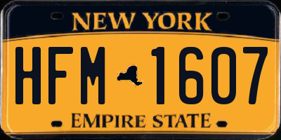 NY license plate HFM1607