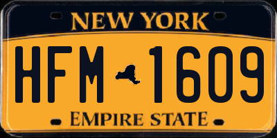 NY license plate HFM1609