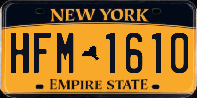 NY license plate HFM1610