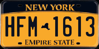 NY license plate HFM1613
