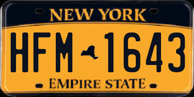 NY license plate HFM1643