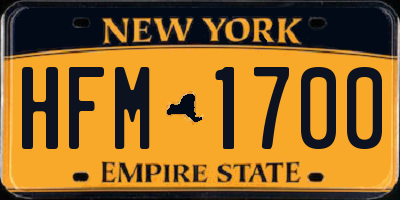 NY license plate HFM1700