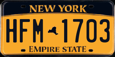 NY license plate HFM1703