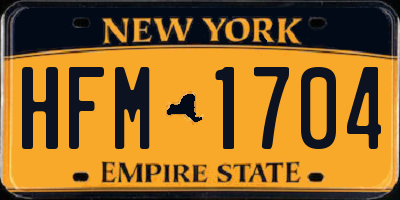 NY license plate HFM1704