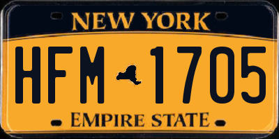 NY license plate HFM1705