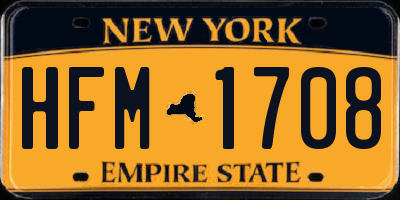 NY license plate HFM1708