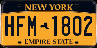NY license plate HFM1802