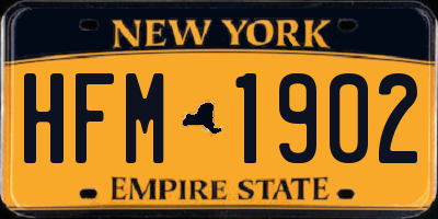 NY license plate HFM1902
